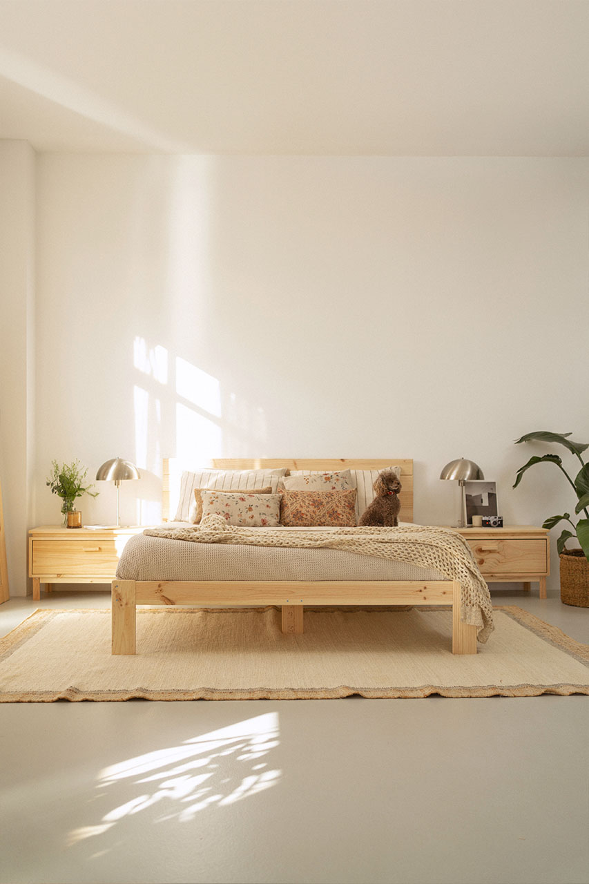 Imagen de ambiente 1 para:Cama doble de madera de pino